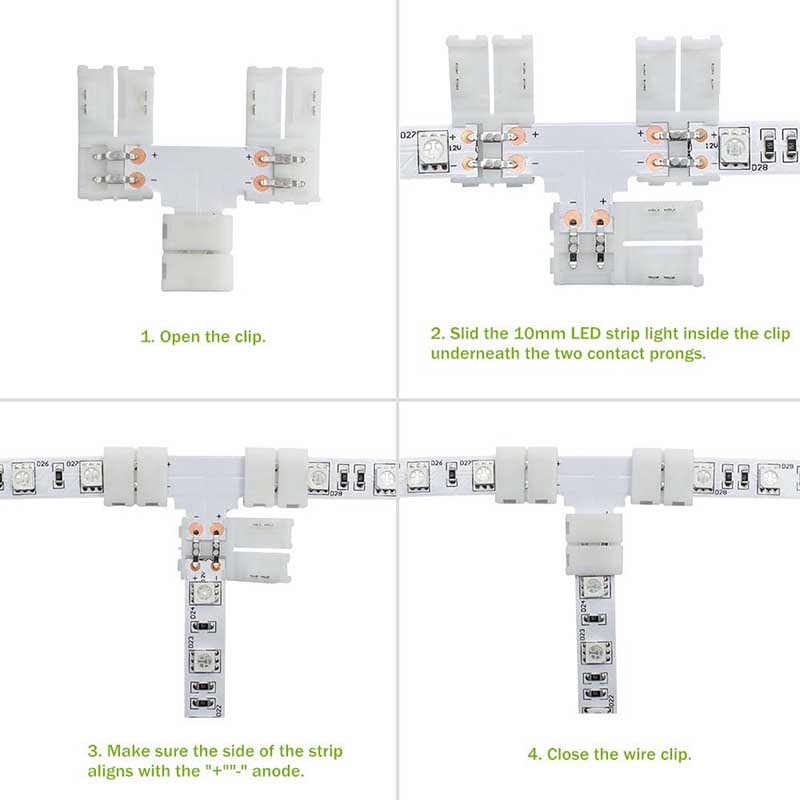 T Shape 2 Pin Single Color LED Strip Connector For 10mm 2 Pin Single Color LED Strip Lights T Shape 2 Pin Single Color LED Strip Connector For 10mm 2 Pin Single Color LED Strip Lights